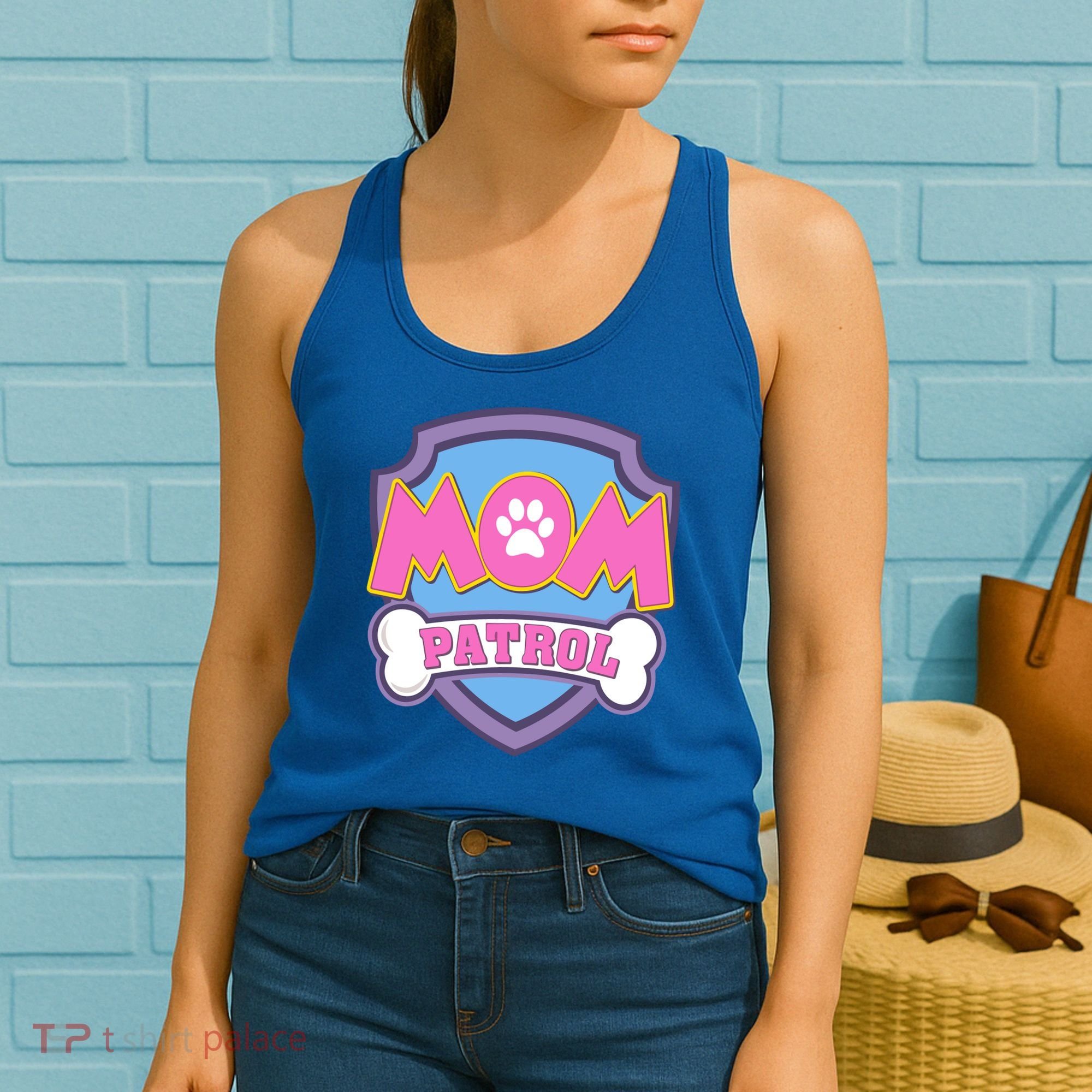 Mom Patrol Dog Mom Dad Funny Gift Birthday Party Women's Tank Top