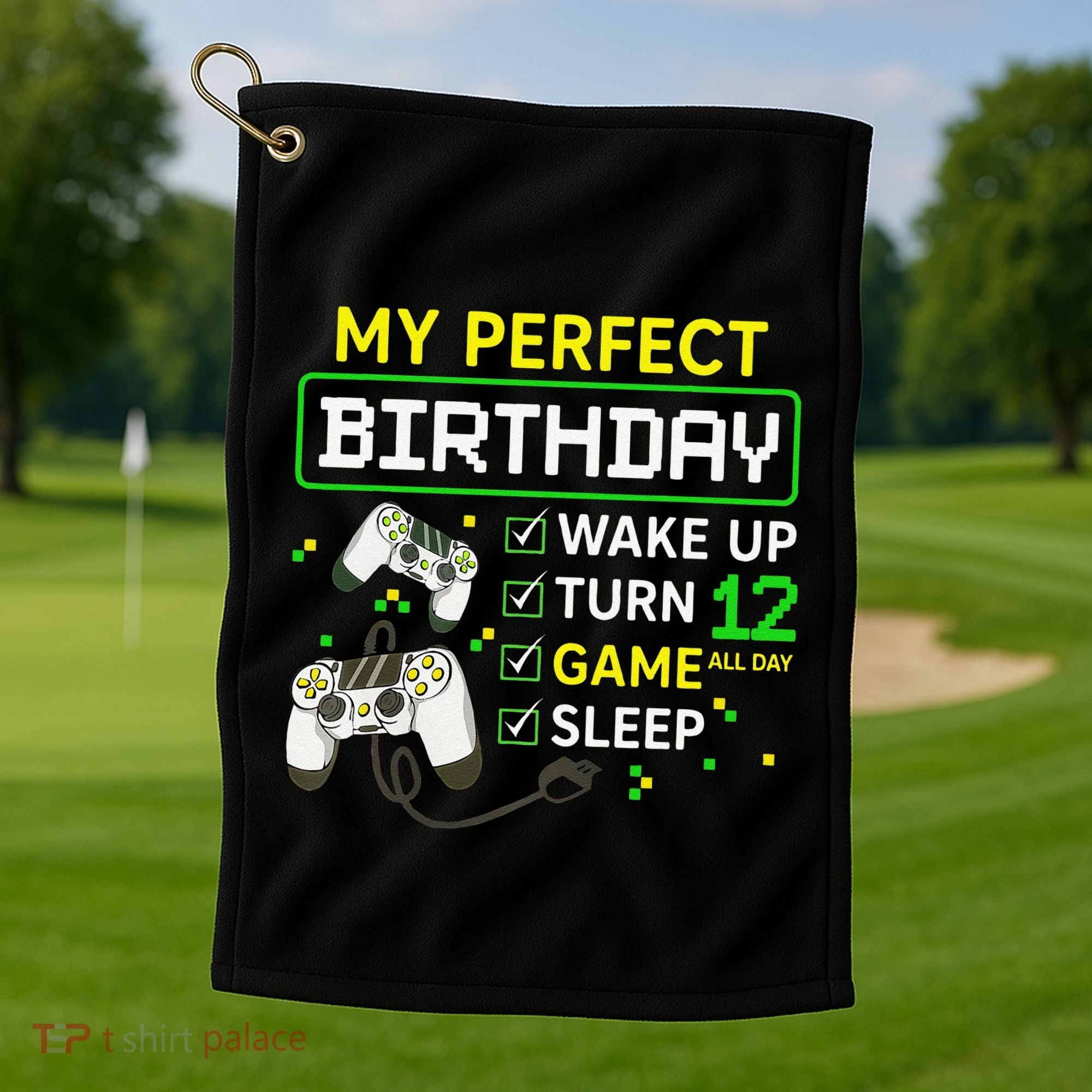 My Perfect Day Video Game 12 Year Old Gift 12th Birthday Golf Towel