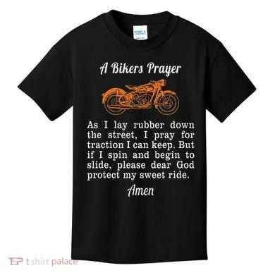 Motorcycle Prayer Design Bikers Prayer Kids T-Shirt