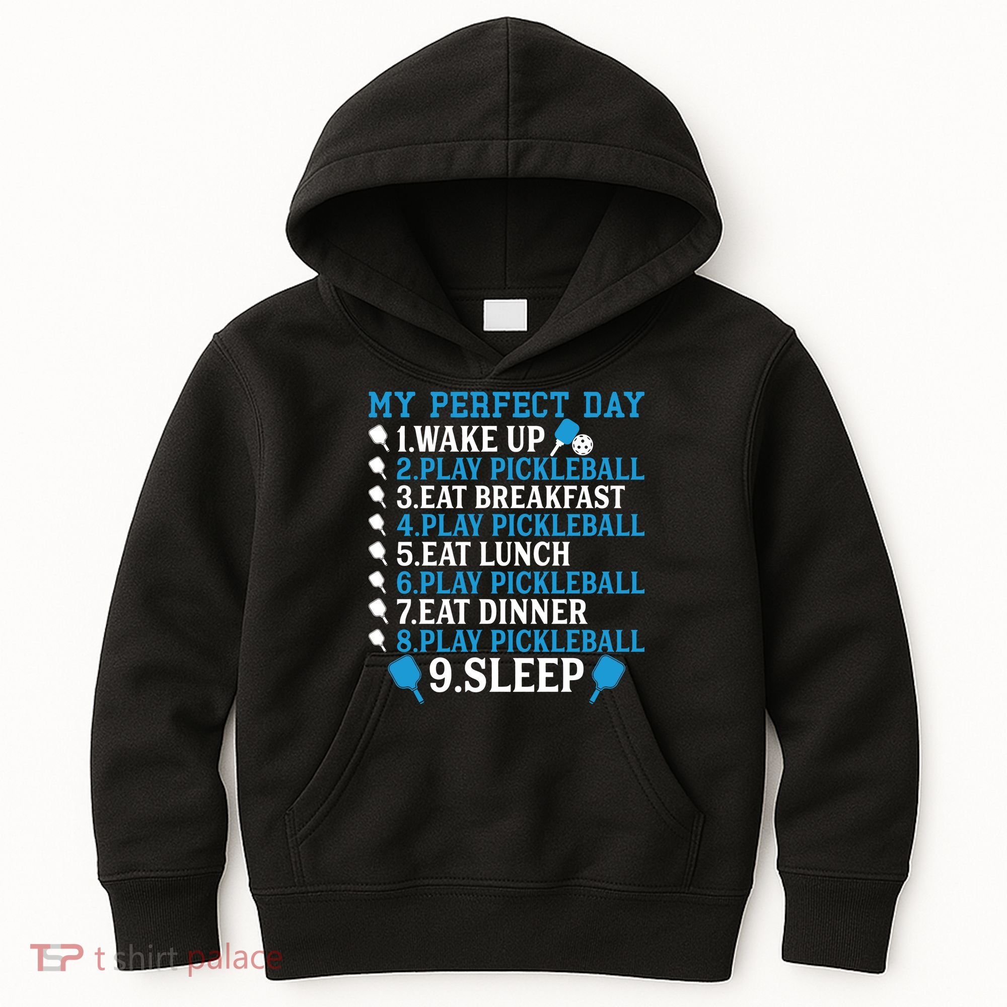 My Perfect Day Play Pickleball Funny Pickleball Gift Kids Hoodie