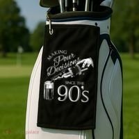 Making Pour Decisions Since The 90s Golf Towel thumb 2