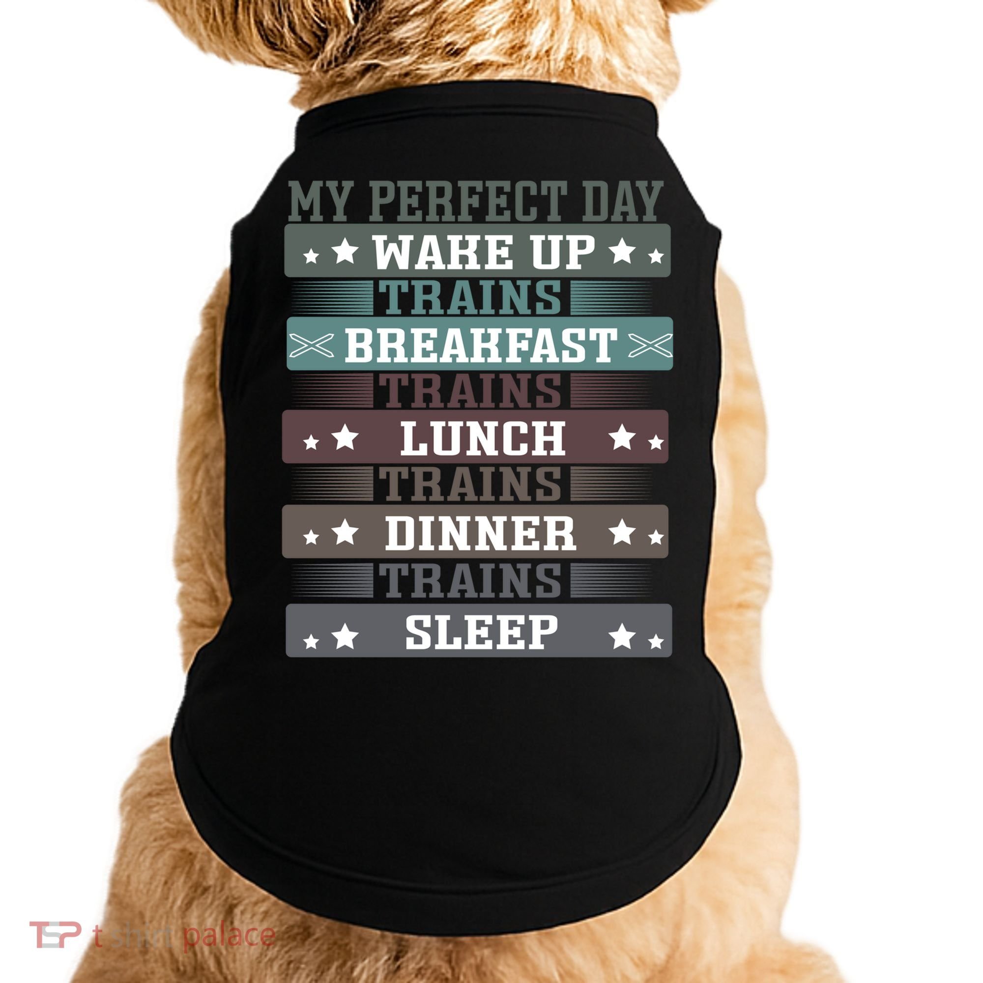 'My Perfect Day' Trains Gift Funny Locomotive Train Lover Meaningful Gift Doggie Tank