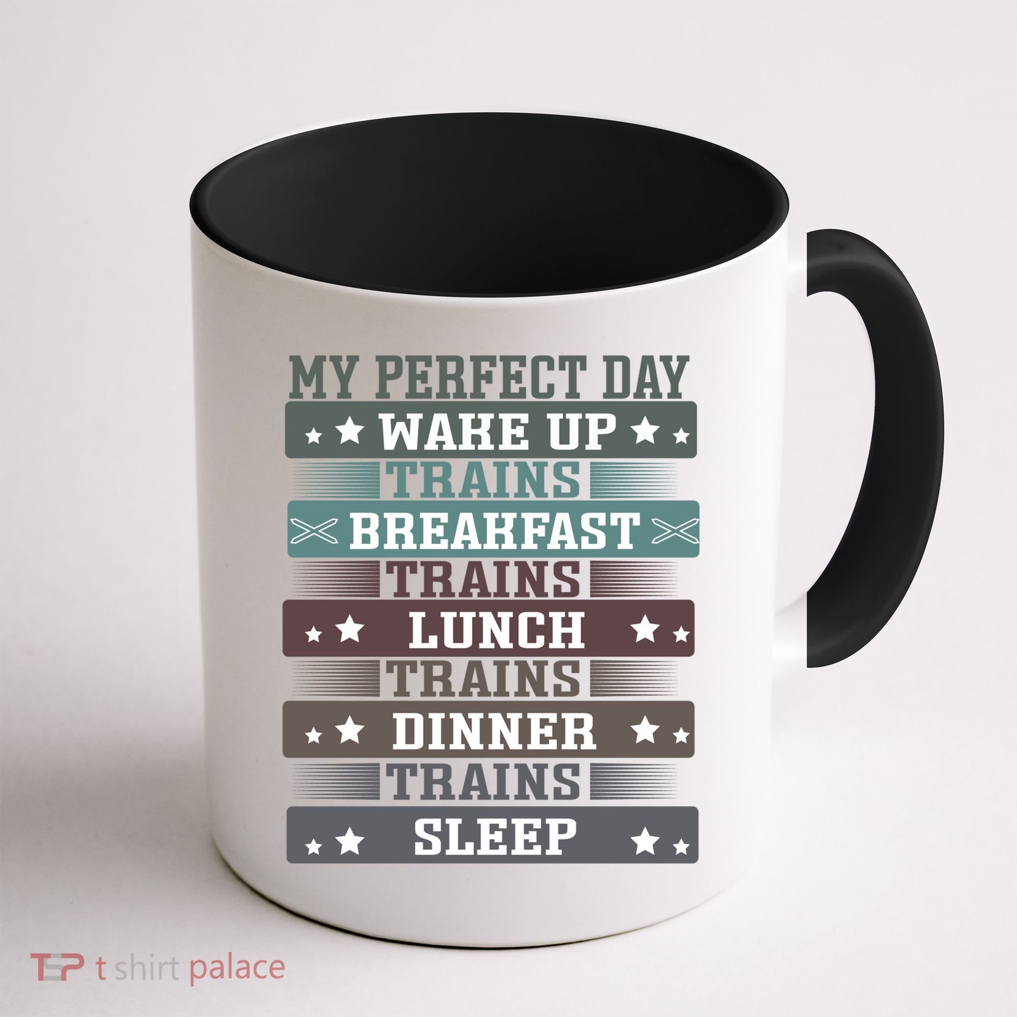 'My Perfect Day' Trains Gift Funny Locomotive Train Lover Meaningful Gift Coffee Mug