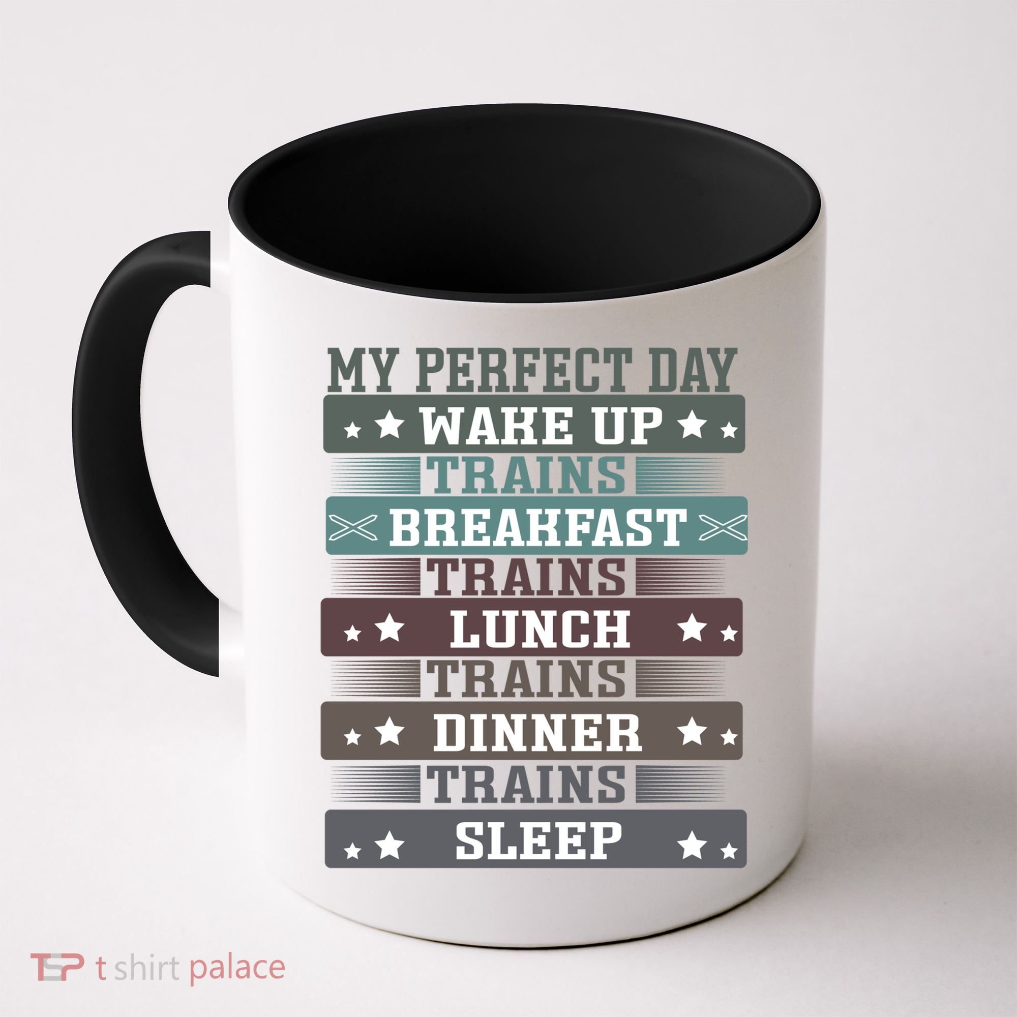 'My Perfect Day' Trains Gift Funny Locomotive Train Lover Meaningful Gift Coffee Mug