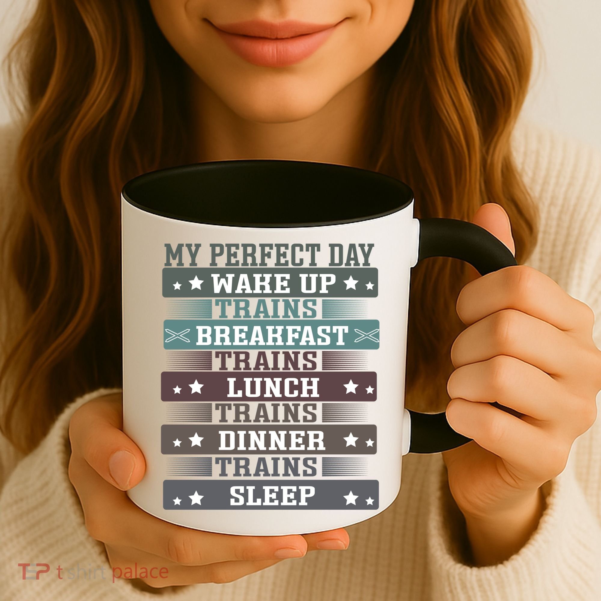 'My Perfect Day' Trains Gift Funny Locomotive Train Lover Meaningful Gift Coffee Mug