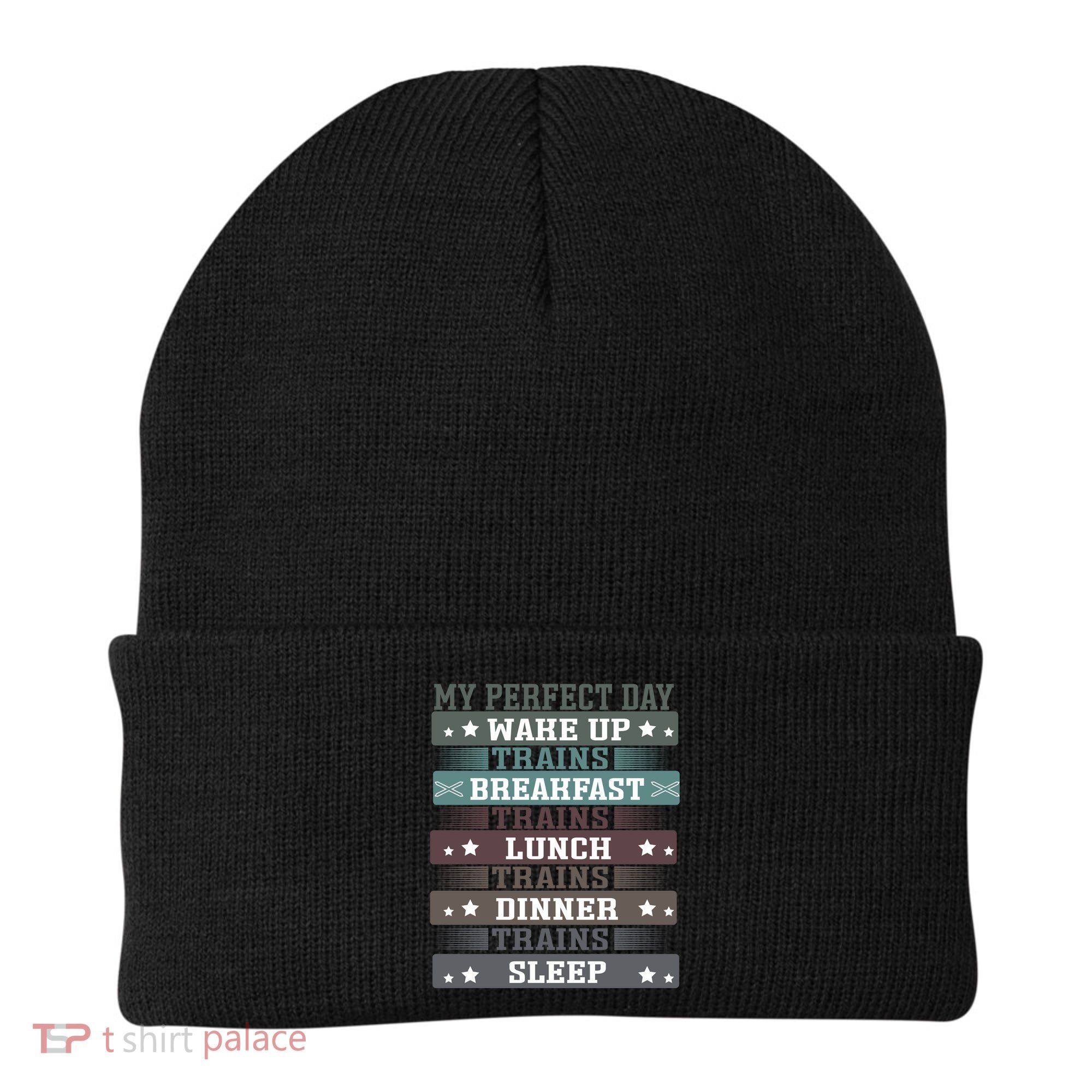 'My Perfect Day' Trains Gift Funny Locomotive Train Lover Meaningful Gift Beanie