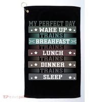 'My Perfect Day' Trains Gift Funny Locomotive Train Lover Meaningful Gift Golf Towel thumb 0