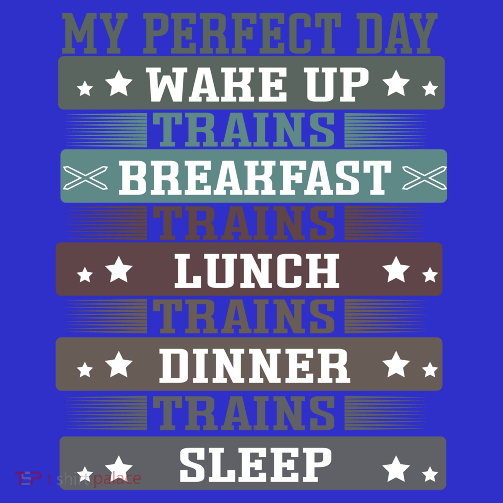 'My Perfect Day' Trains Gift Funny Locomotive Train Lover Meaningful Gift T-Shirt