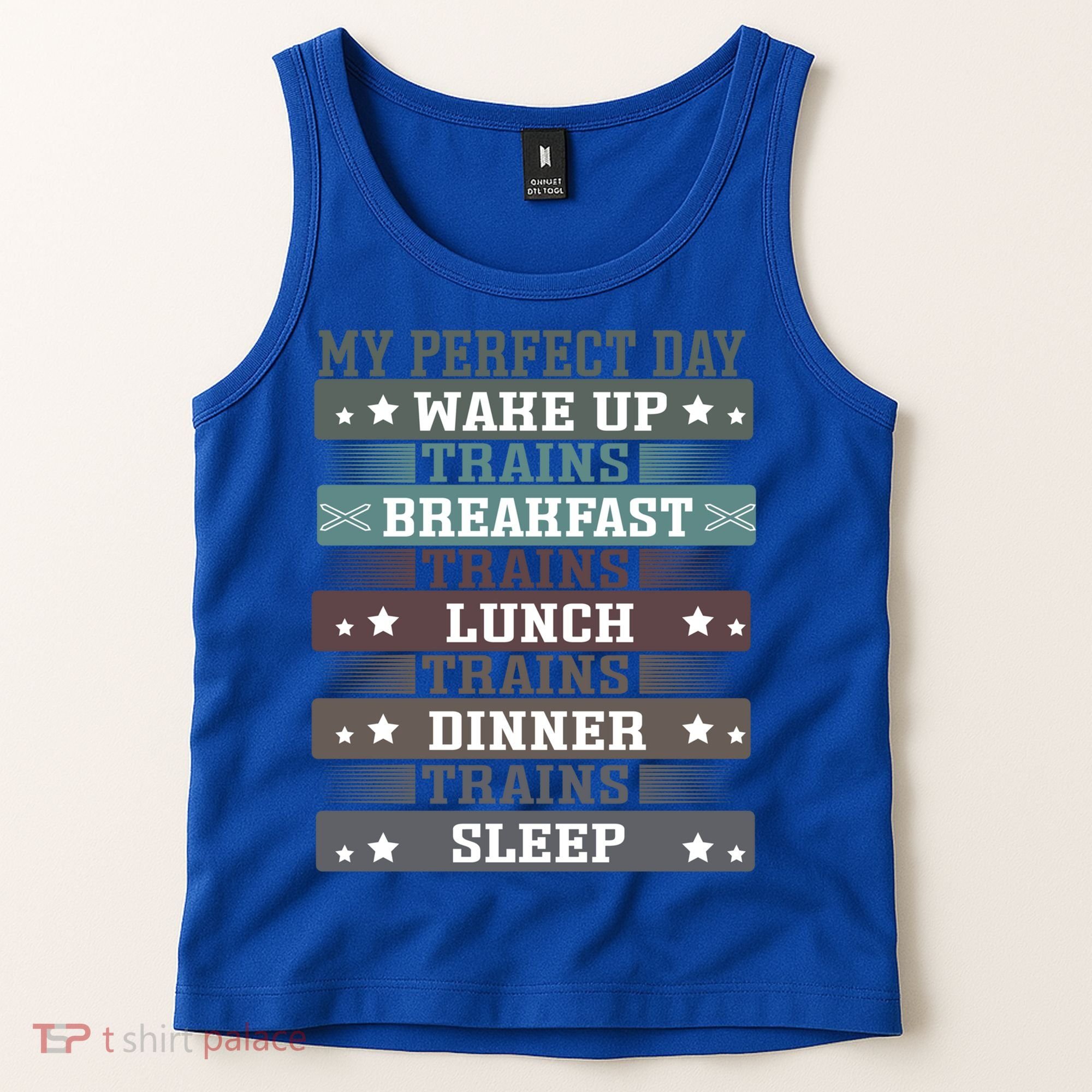'My Perfect Day' Trains Gift Funny Locomotive Train Lover Meaningful Gift Tank Top