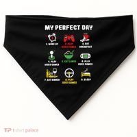 My Perfect Day Gamer Cool Gamer Video Game USA-Made Doggie Bandana thumb 0