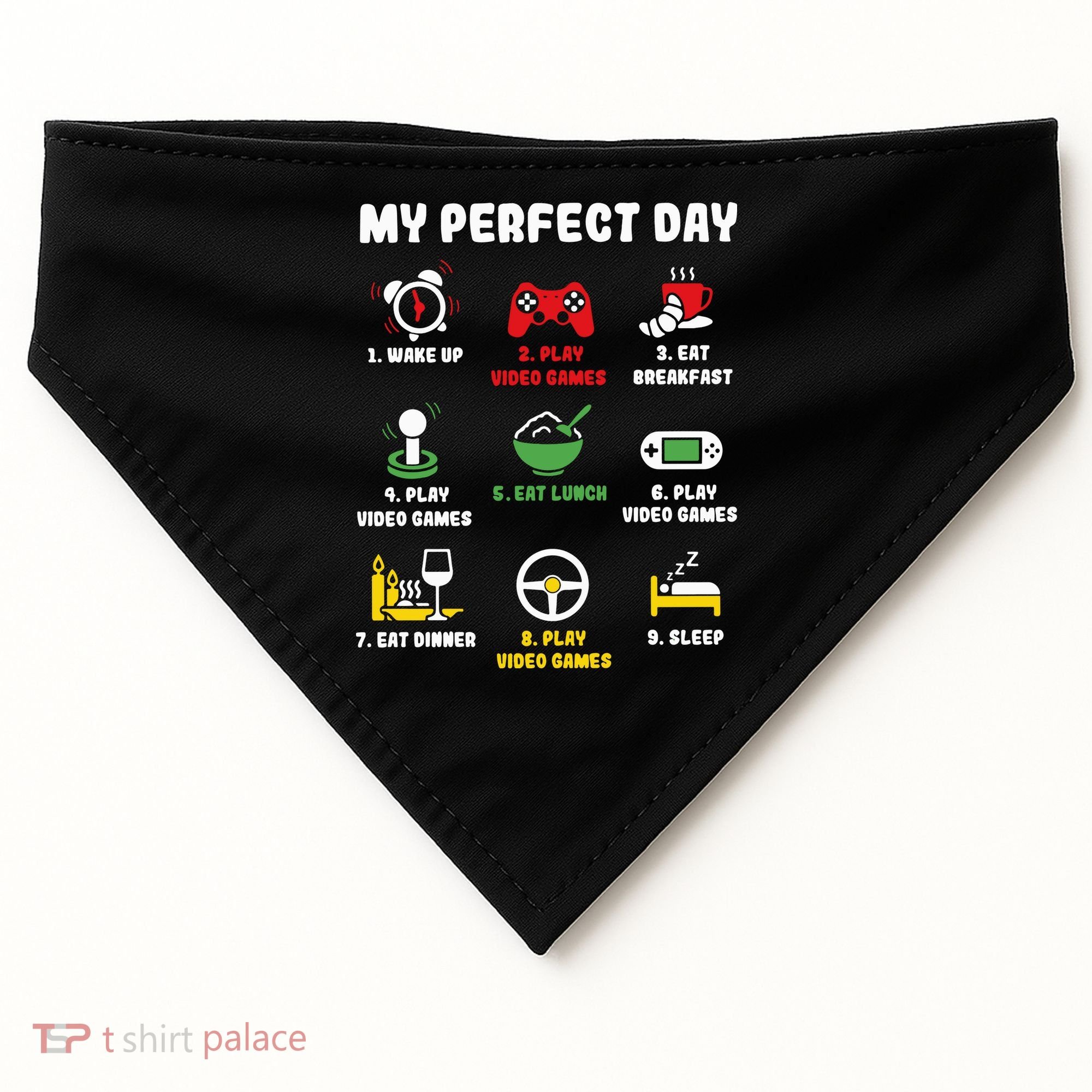 My Perfect Day Gamer Cool Gamer Video Game USA-Made Doggie Bandana