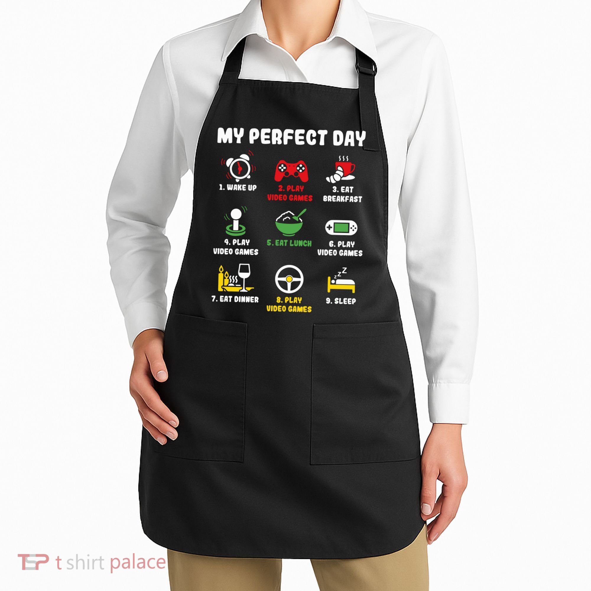 My Perfect Day Gamer Cool Gamer Video Game Apron