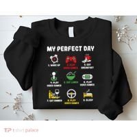 My Perfect Day Gamer Cool Gamer Video Game Sweatshirt thumb 2