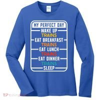 My Perfect Day Trains Gift Women's Long Sleeve Shirt thumb 0