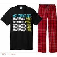 My Perfect Day Trains Funny Gift Funny Locomotive Train Lover Gift Pajama Set thumb 0
