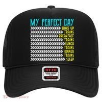 My Perfect Day Trains Funny Gift Funny Locomotive Train Lover Gift Hat thumb 0