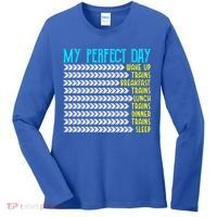 My Perfect Day Trains Funny Gift Funny Locomotive Train Lover Gift Women's Long Sleeve Shirt thumb 0