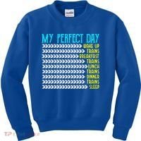 My Perfect Day Trains Funny Gift Funny Locomotive Train Lover Gift Kids Sweatshirt thumb 0
