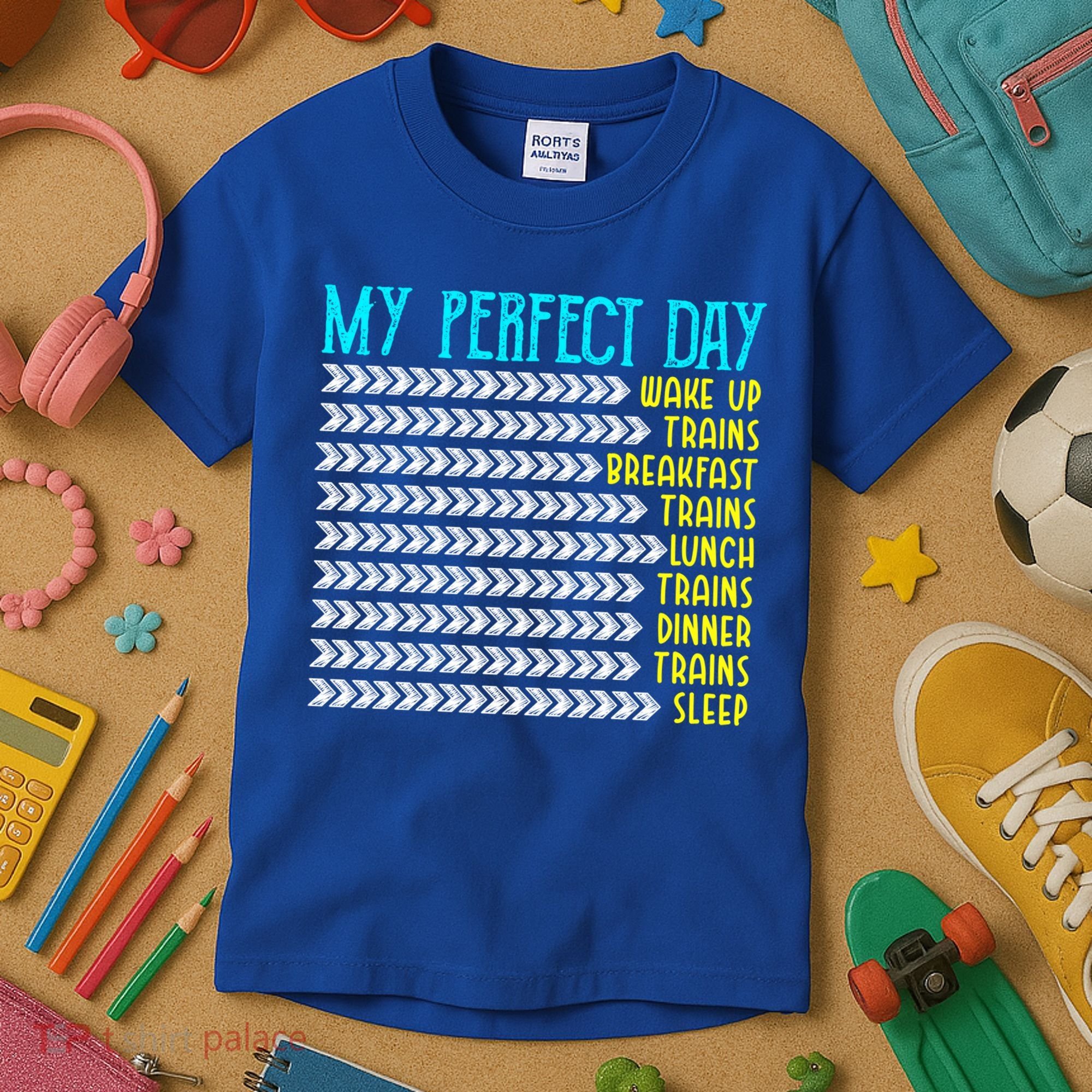 My Perfect Day Trains Funny Gift Funny Locomotive Train Lover Gift Kids T-Shirt