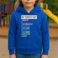 My Perfect Day Wrestling Great Gift Kids Hoodie thumb 3