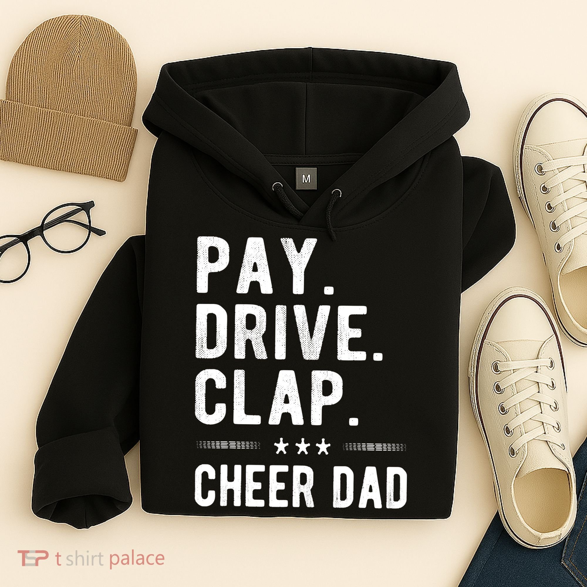 Mens Pay Drive Clap Cheer Dad Cheerleading Father Cheerleader Hoodie