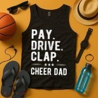 Mens Pay Drive Clap Cheer Dad Cheerleading Father Cheerleader Tank Top thumb 4