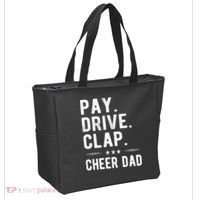 Mens Pay Drive Clap Cheer Dad Cheerleading Father Cheerleader Tote Bag thumb 2