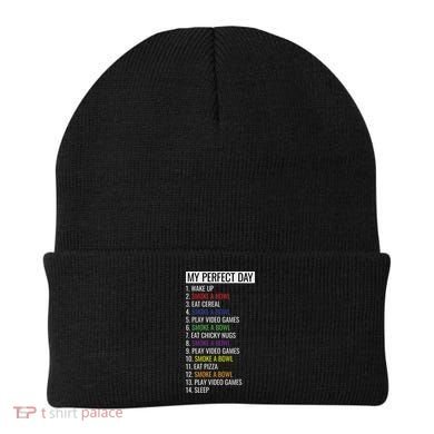 My Perfect Day Funny Weed Video Game Gift Beanie