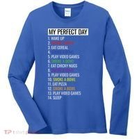 My Perfect Day Funny Weed Video Game Gift Women's Long Sleeve Shirt thumb 0