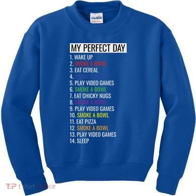 My Perfect Day Funny Weed Video Game Gift Kids Sweatshirt