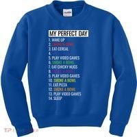 My Perfect Day Funny Weed Video Game Gift Kids Sweatshirt thumb 0