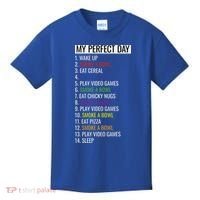My Perfect Day Funny Weed Video Game Gift Kids T-Shirt thumb 0