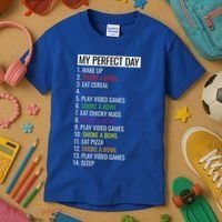 My Perfect Day Funny Weed Video Game Gift Kids T-Shirt thumb 3