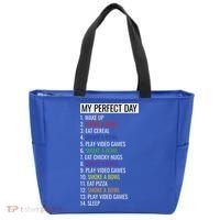 My Perfect Day Funny Weed Video Game Gift Tote Bag thumb 0