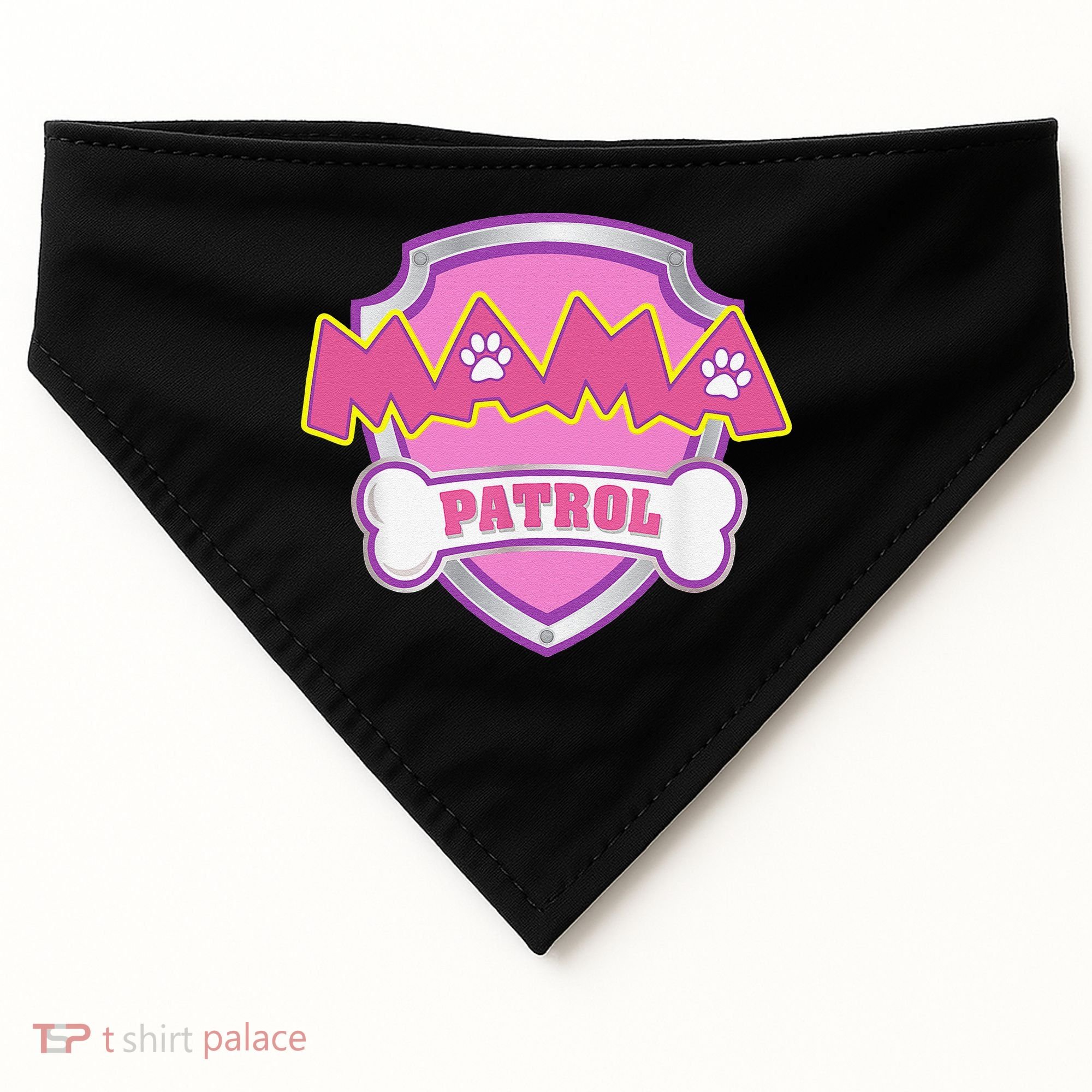 Mama Patrol Dog Mom Dad Funny Gift Birthday Party USA-Made Doggie Bandana