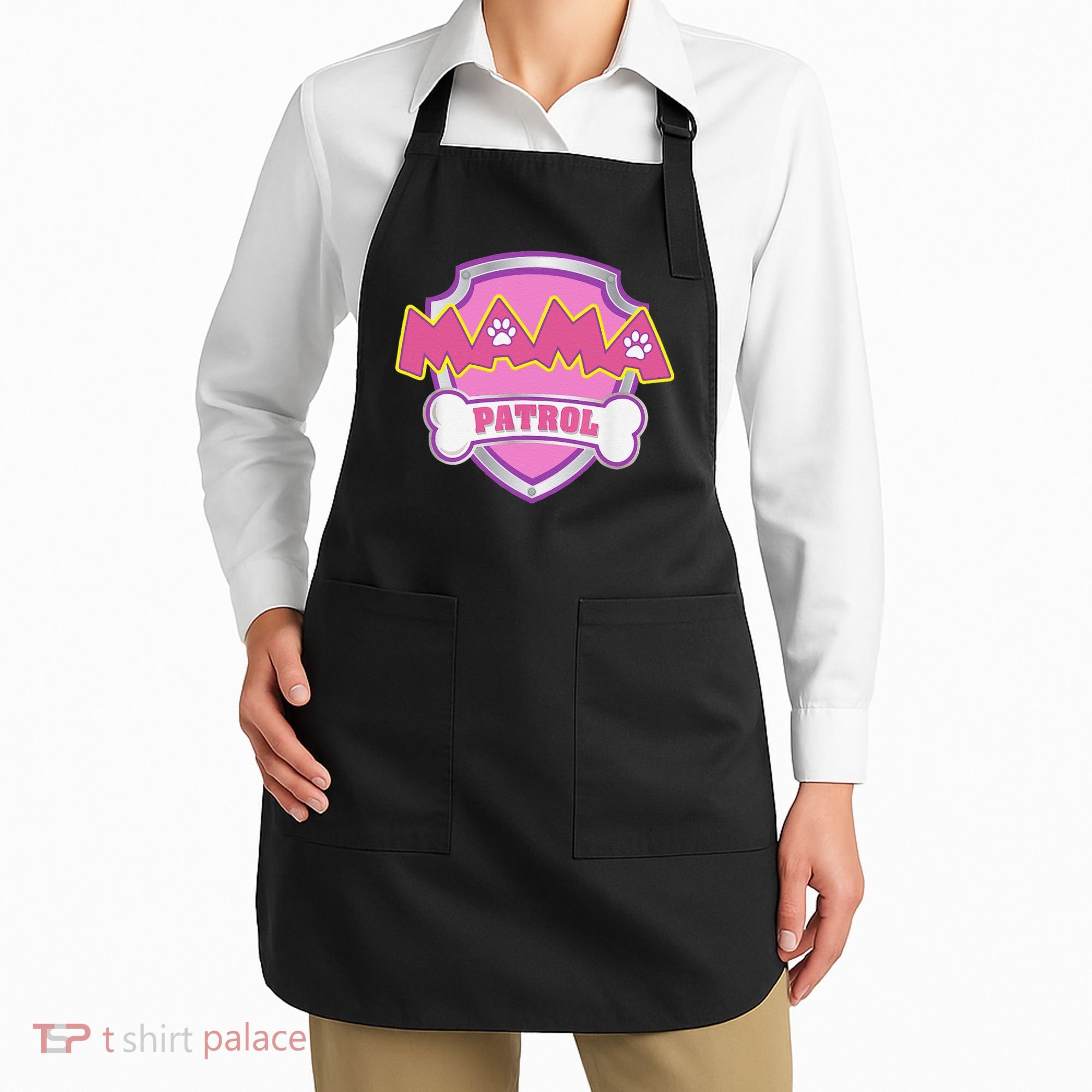 Mama Patrol Dog Mom Dad Funny Gift Birthday Party Apron