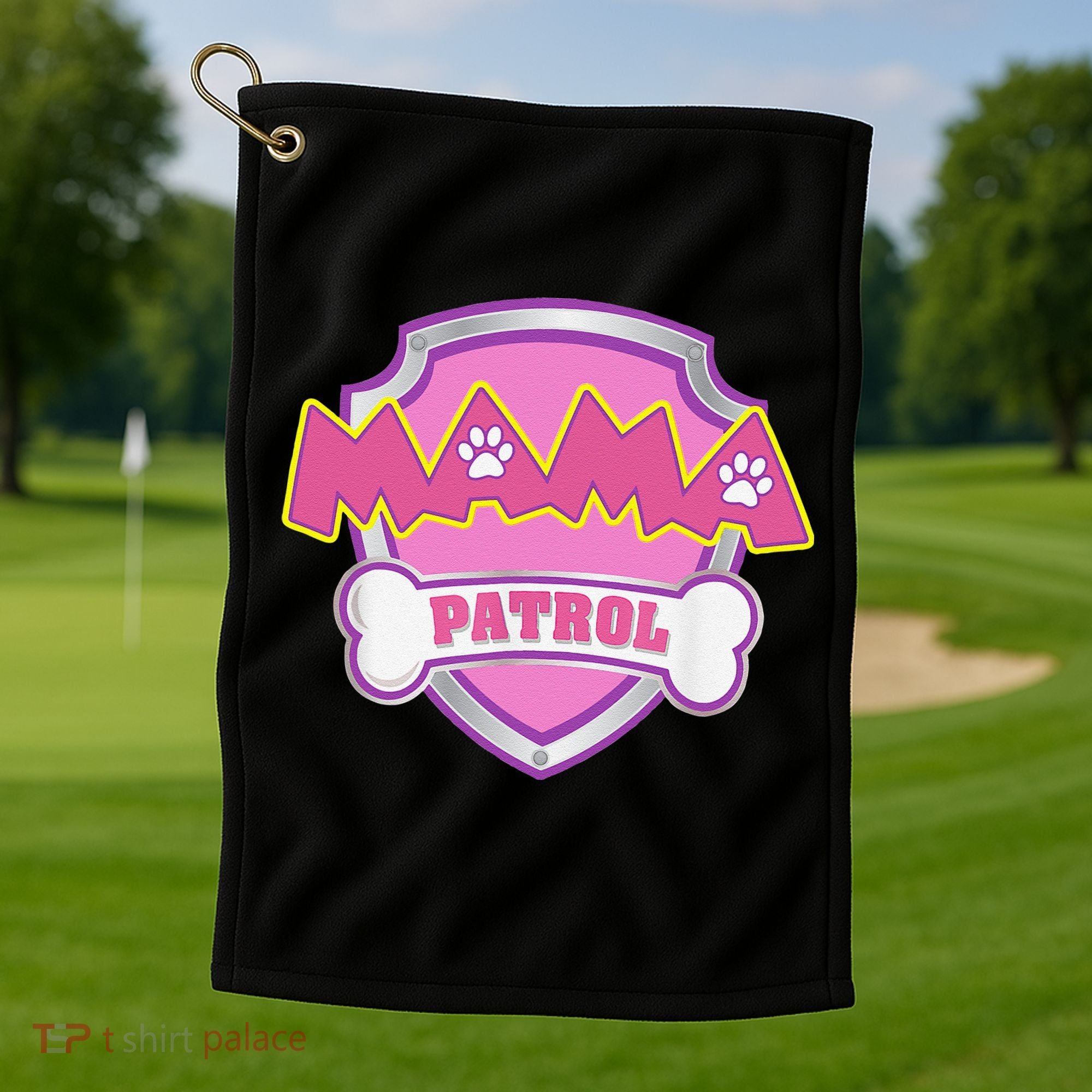 Mama Patrol Dog Mom Dad Funny Gift Birthday Party Golf Towel