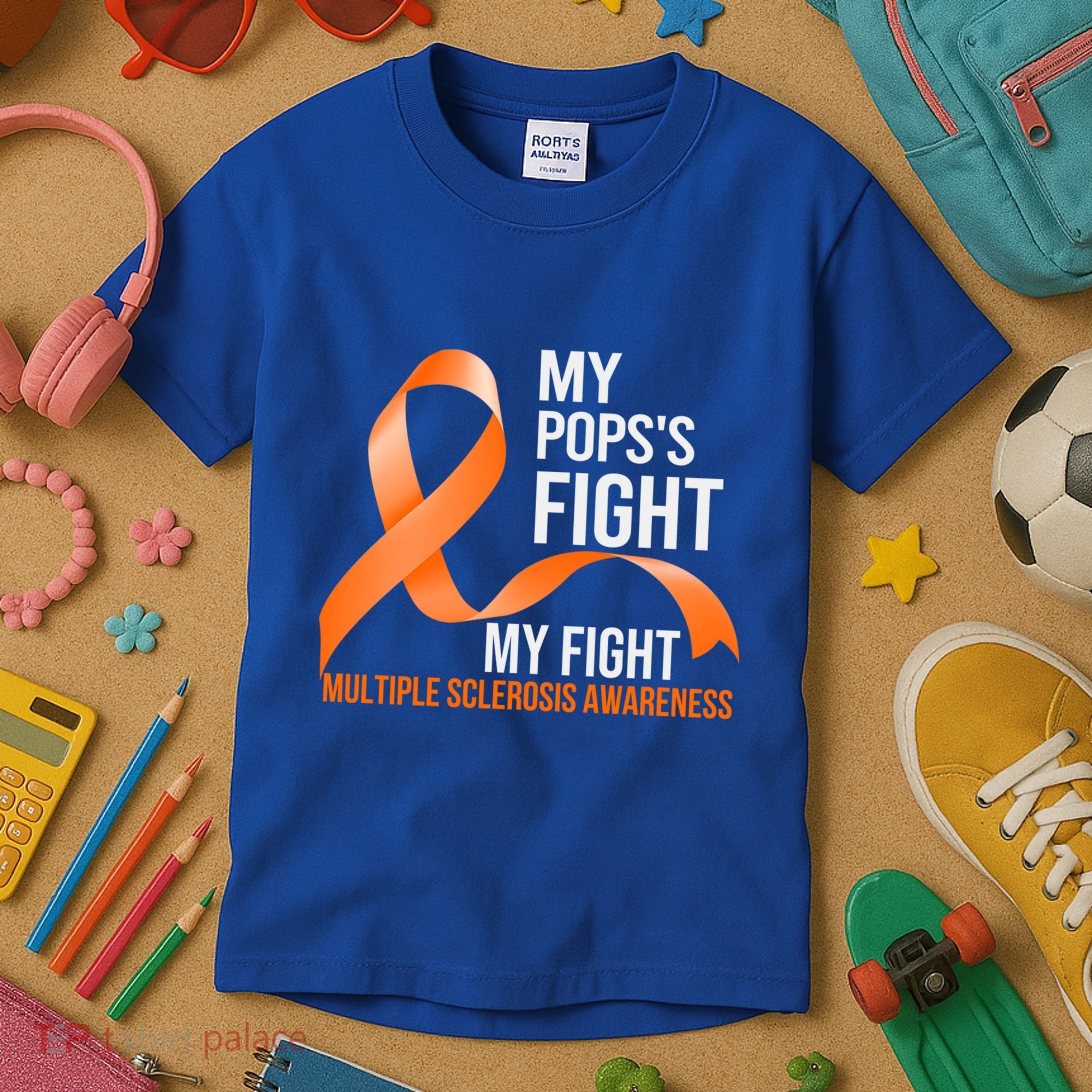 My Pops's Fight My Fight Multiple Sclerosis Ms Warrior Gift Kids T-Shirt