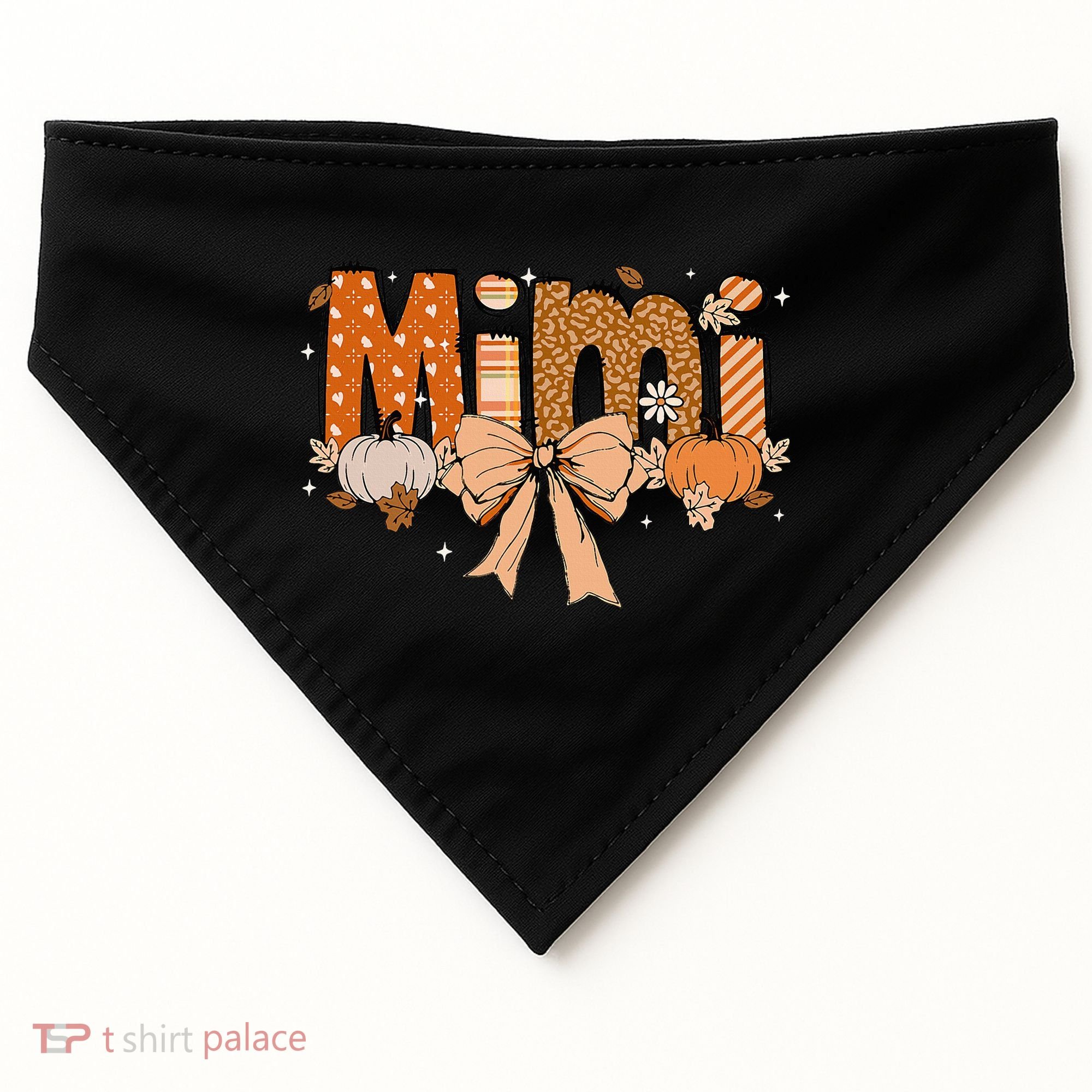 Mimi Pumpkin Fall Coquette Bow Thanksgiving Mom USA-Made Doggie Bandana