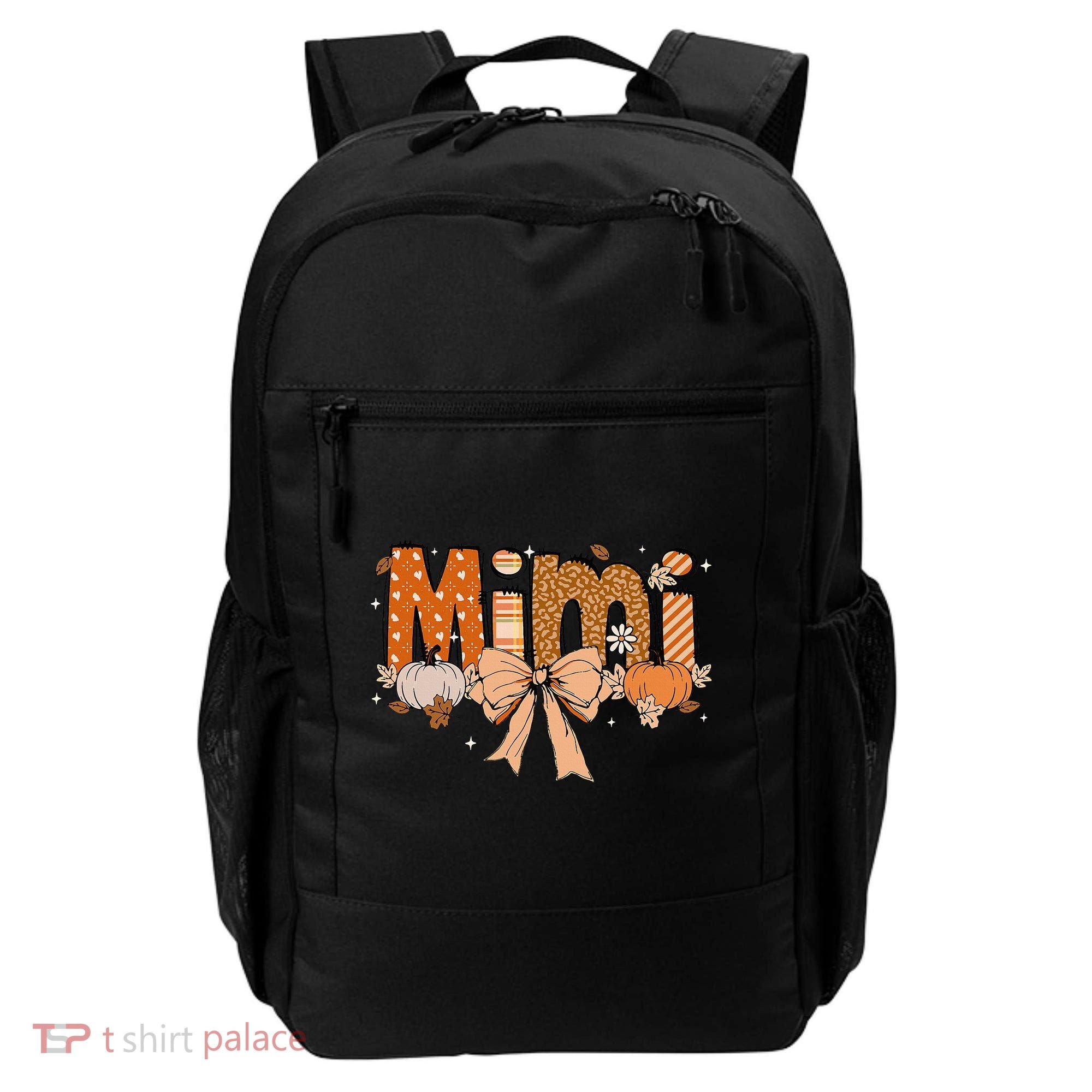 Mimi Pumpkin Fall Coquette Bow Thanksgiving Mom Backpack