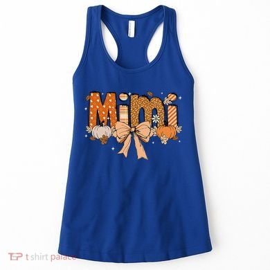 Mimi Pumpkin Fall Coquette Bow Thanksgiving Mom Women's Tank Top