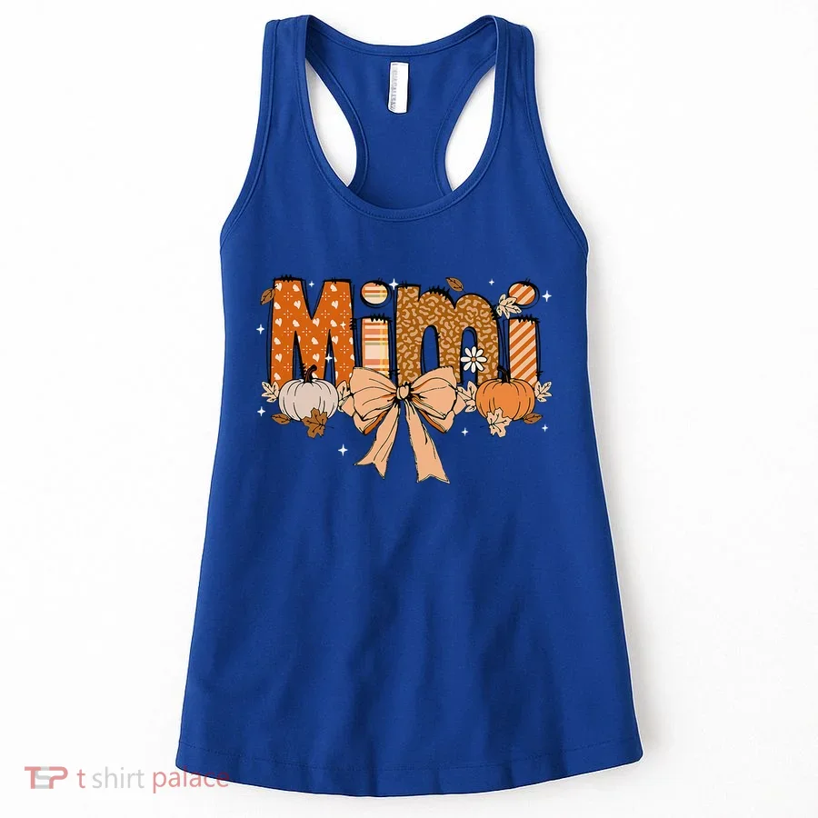 Mimi Pumpkin Fall Coquette Bow Thanksgiving Mom Women's Tank Top