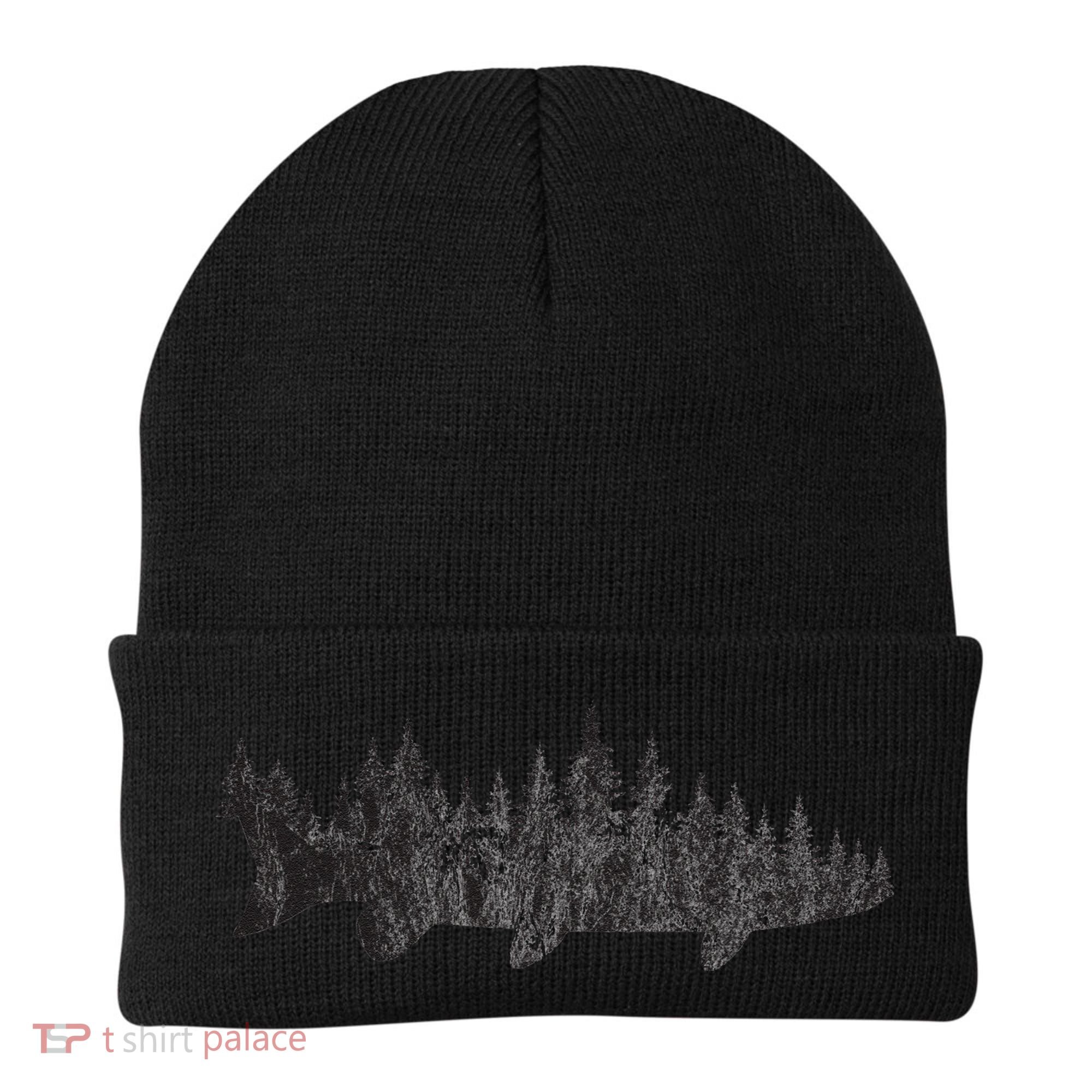 Musky Pine Forest Treeline Outdoor Fishing Angler Beanie