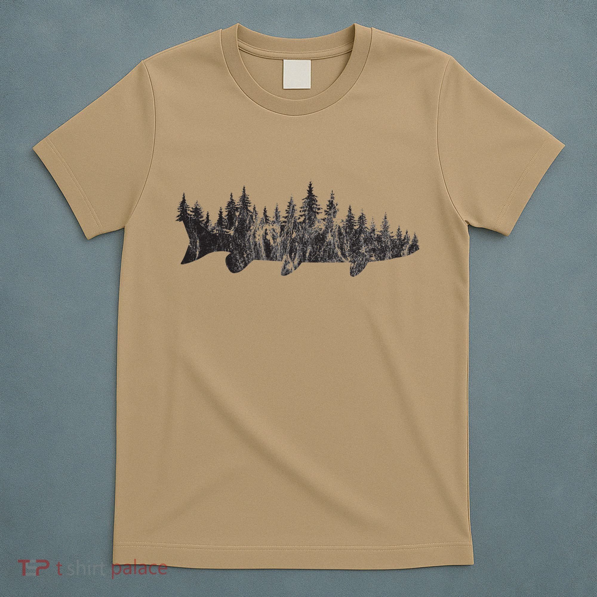 Musky Pine Forest Treeline Outdoor Fishing Angler T-Shirt