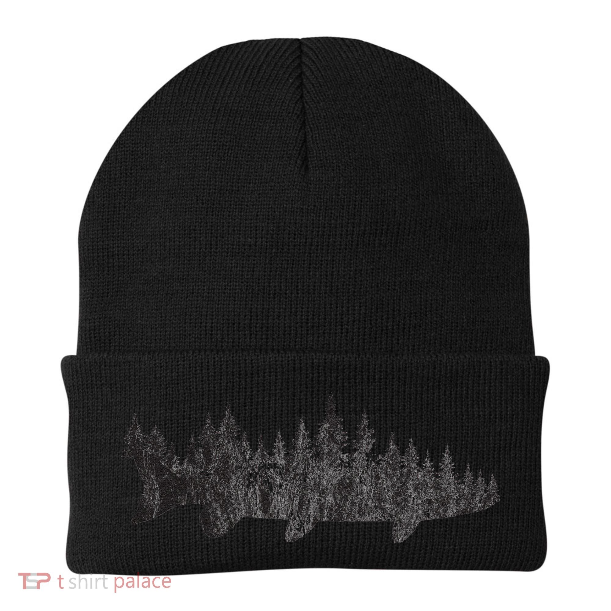 Musky Pine Forest Treeline Outdoor Fishing Angler Beanie