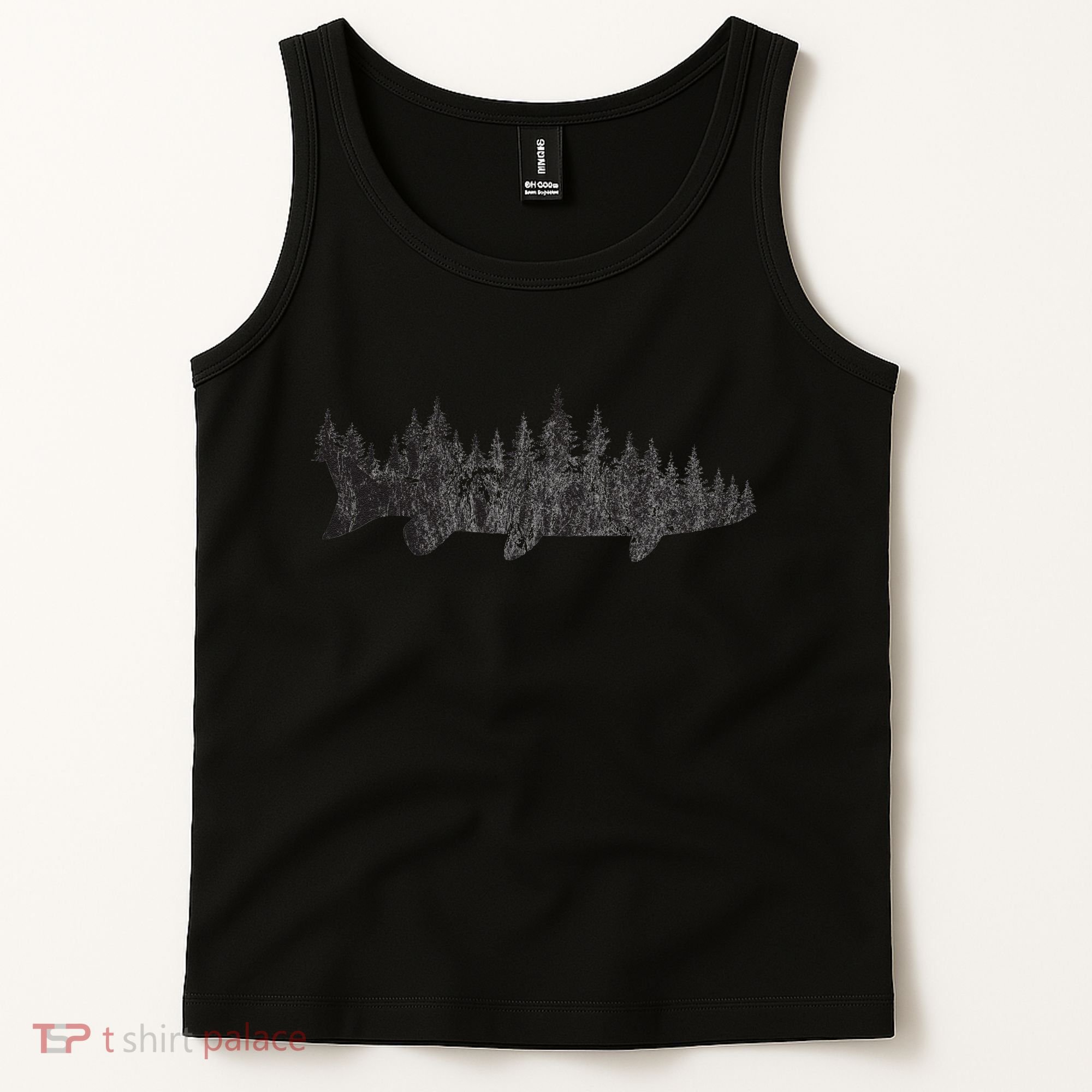 Musky Pine Forest Treeline Outdoor Fishing Angler Tank Top