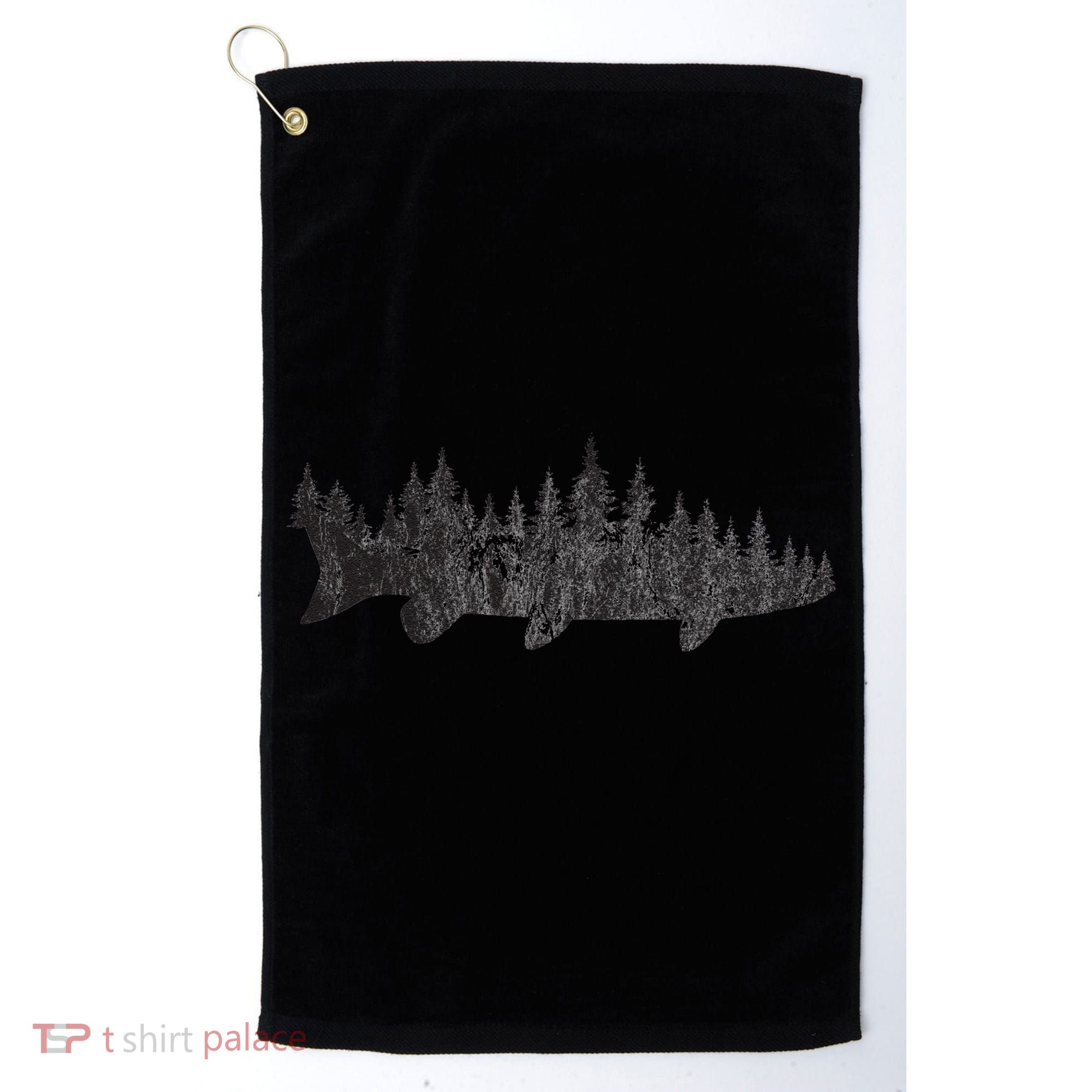 Musky Pine Forest Treeline Outdoor Fishing Angler Golf Towel