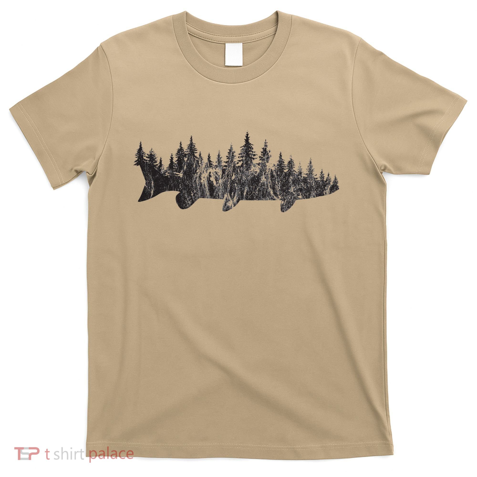 Musky Pine Forest Treeline Outdoor Fishing Angler T-Shirt