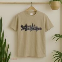 Musky Pine Forest Treeline Outdoor Fishing Angler T-Shirt thumb 2