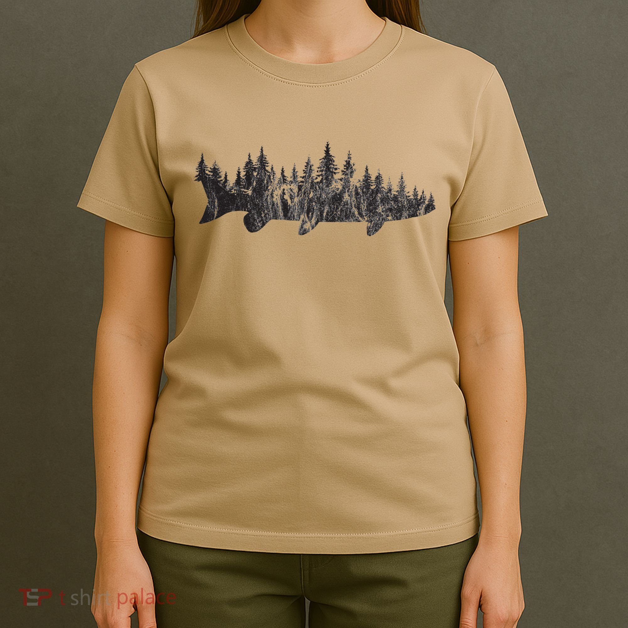 Musky Pine Forest Treeline Outdoor Fishing Angler T-Shirt